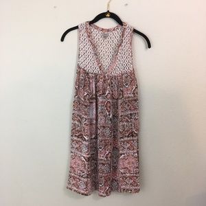 Ecote Sheer Back Sleeveless Flowy Rayon Dress, S